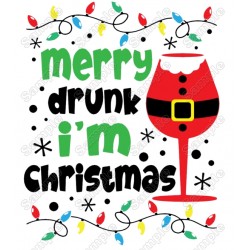 Merry Drunk Christmas T shirt  Heat Iron on Transfer
