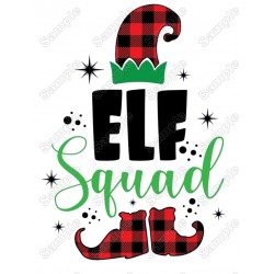 Elf Squad Christmas T shirt  Heat Iron on Transfer