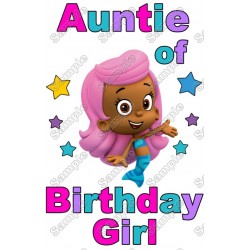 Bubble Guppies Molly Auntie of Birthday Girl  Personalized  Iron on Transfer ~#1