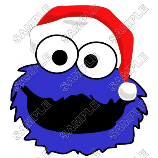 Cookie Monster Santa Christmas T Shirt Iron on Transfer