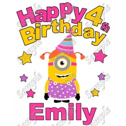 Despicable Me Minion Girl  Birthday Personalized Custom T Shirt Iron on Transfer Decal ~#3