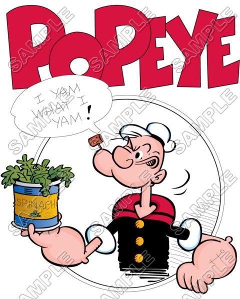 Popeye T Shirt Iron on Transfer Decal ~#10